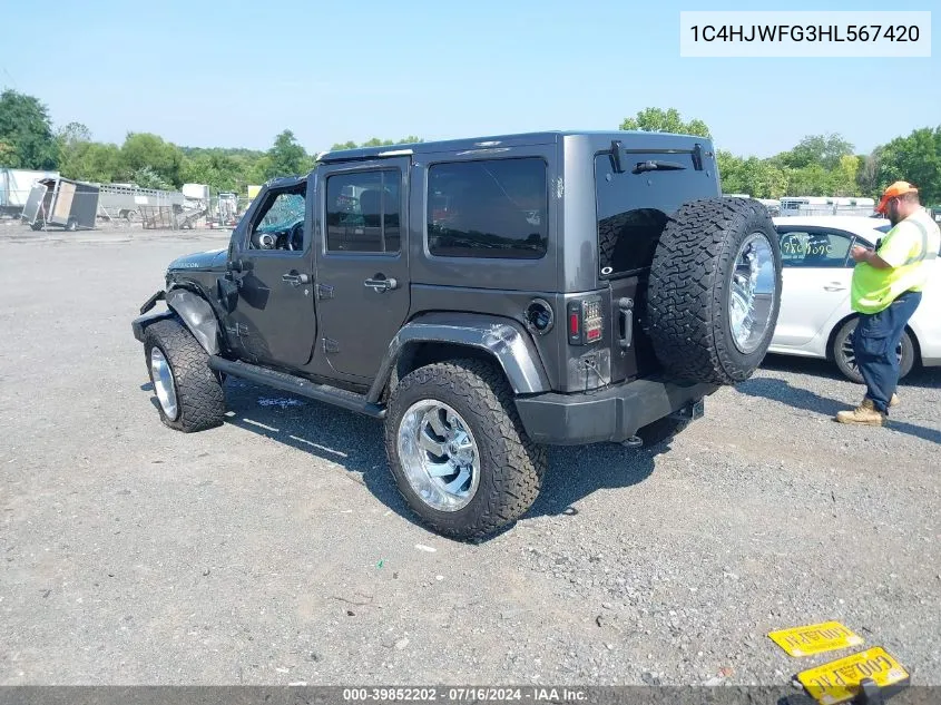 2017 Jeep Wrangler Unlimited Rubicon VIN: 1C4HJWFG3HL567420 Lot: 39852202