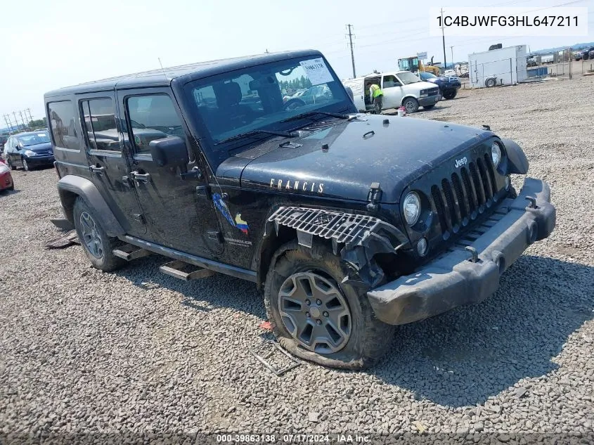 2017 Jeep Wrangler Unlimited Rubicon 4X4 VIN: 1C4BJWFG3HL647211 Lot: 39863138