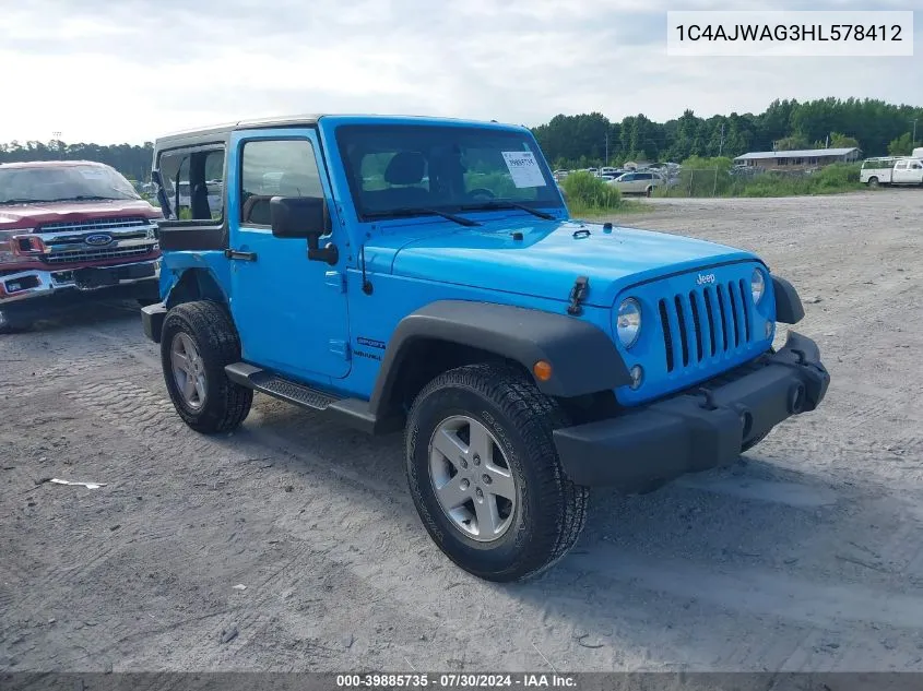 2017 Jeep Wrangler Sport 4X4 VIN: 1C4AJWAG3HL578412 Lot: 39885735