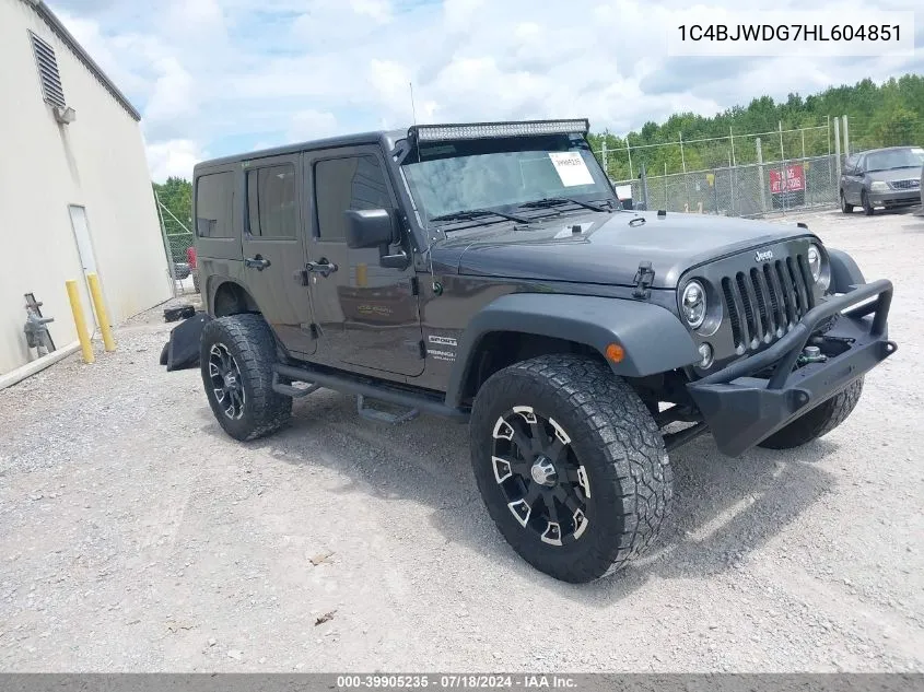 2017 Jeep Wrangler Unlimited Sport 4X4 VIN: 1C4BJWDG7HL604851 Lot: 39905235