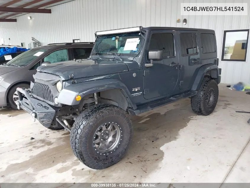 1C4BJWEG7HL541524 2017 Jeep Wrangler Unlimited Sahara 4X4