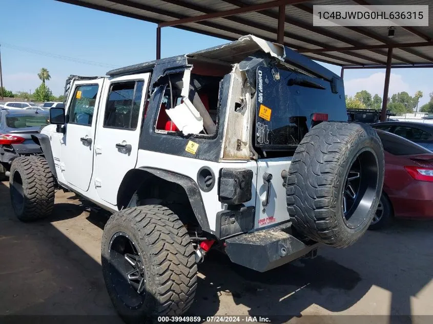 1C4BJWDG0HL636315 2017 Jeep Wrangler Unlimited Sport 4X4