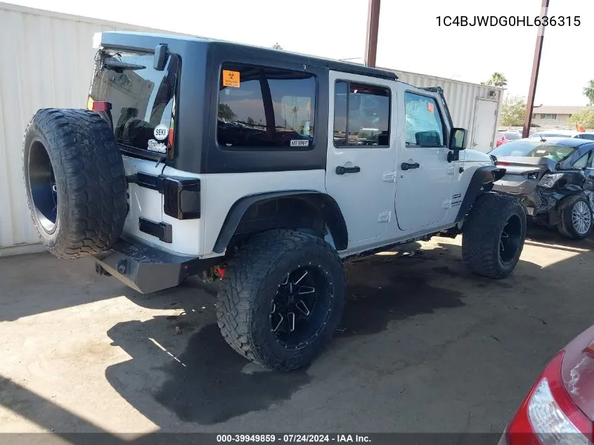 2017 Jeep Wrangler Unlimited Sport 4X4 VIN: 1C4BJWDG0HL636315 Lot: 39949859