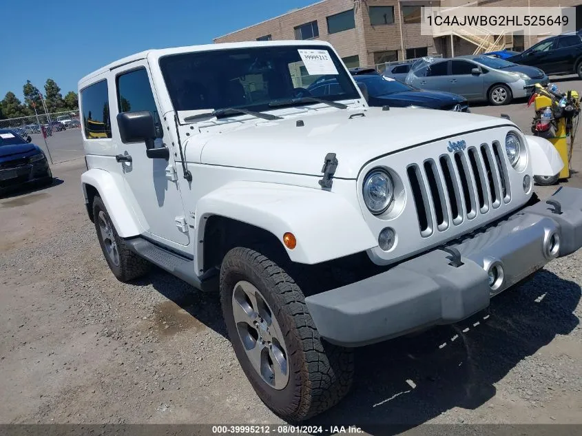 2017 Jeep Wrangler Sahara 4X4 VIN: 1C4AJWBG2HL525649 Lot: 39995212