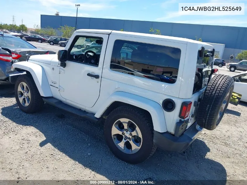 2017 Jeep Wrangler Sahara 4X4 VIN: 1C4AJWBG2HL525649 Lot: 39995212