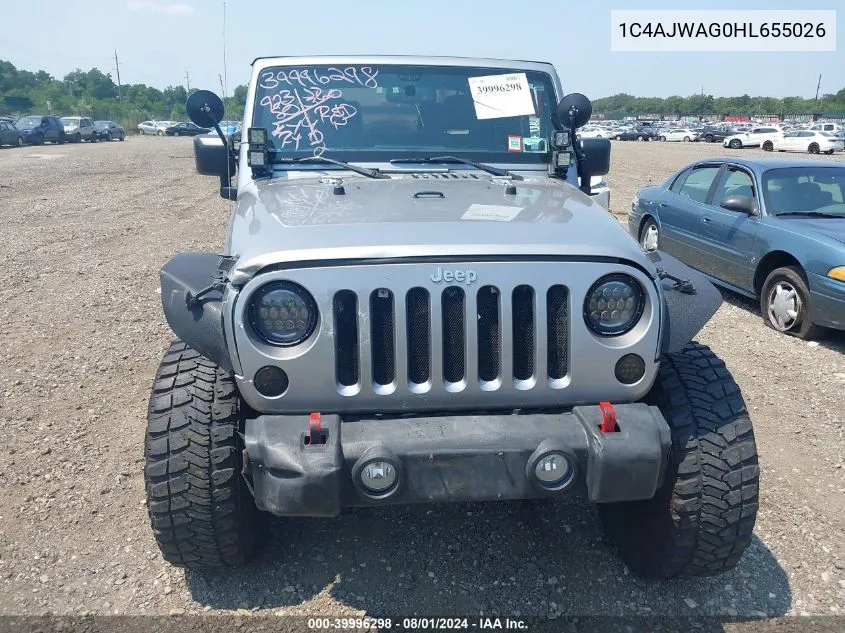 2017 Jeep Wrangler Sport 4X4 VIN: 1C4AJWAG0HL655026 Lot: 39996298