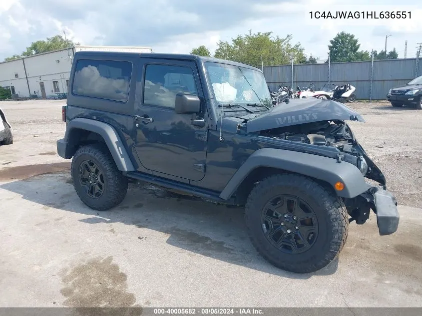 1C4AJWAG1HL636551 2017 Jeep Wrangler Willy Wheeler 4X4