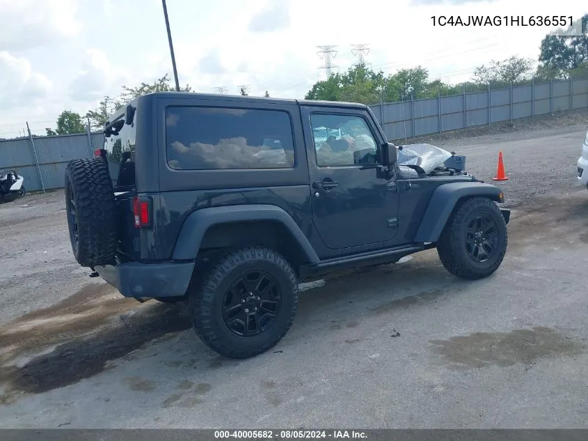 1C4AJWAG1HL636551 2017 Jeep Wrangler Willy Wheeler 4X4