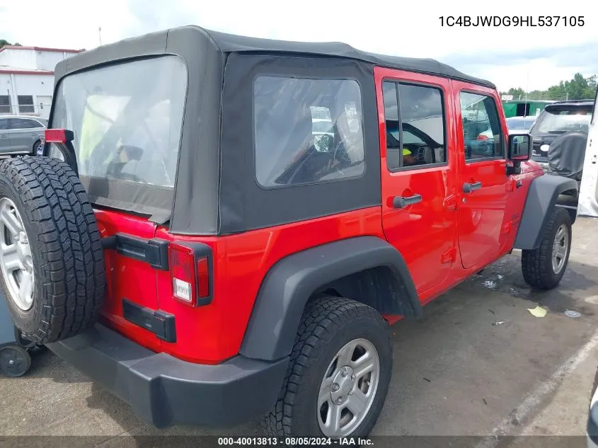 1C4BJWDG9HL537105 2017 Jeep Wrangler Unlimited Sport 4X4