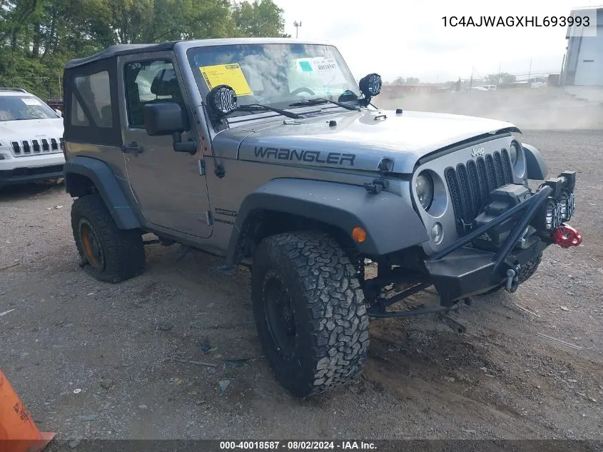 1C4AJWAGXHL693993 2017 Jeep Wrangler Sport