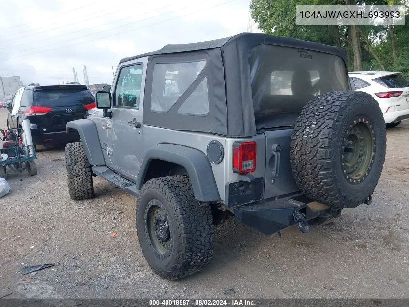 1C4AJWAGXHL693993 2017 Jeep Wrangler Sport