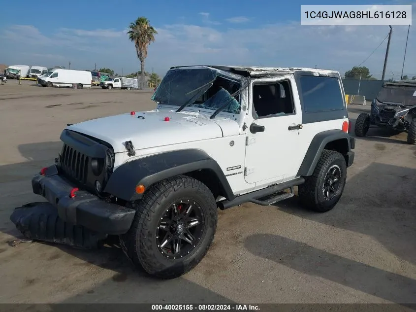 2017 Jeep Wrangler Sport 4X4 VIN: 1C4GJWAG8HL616128 Lot: 40025155