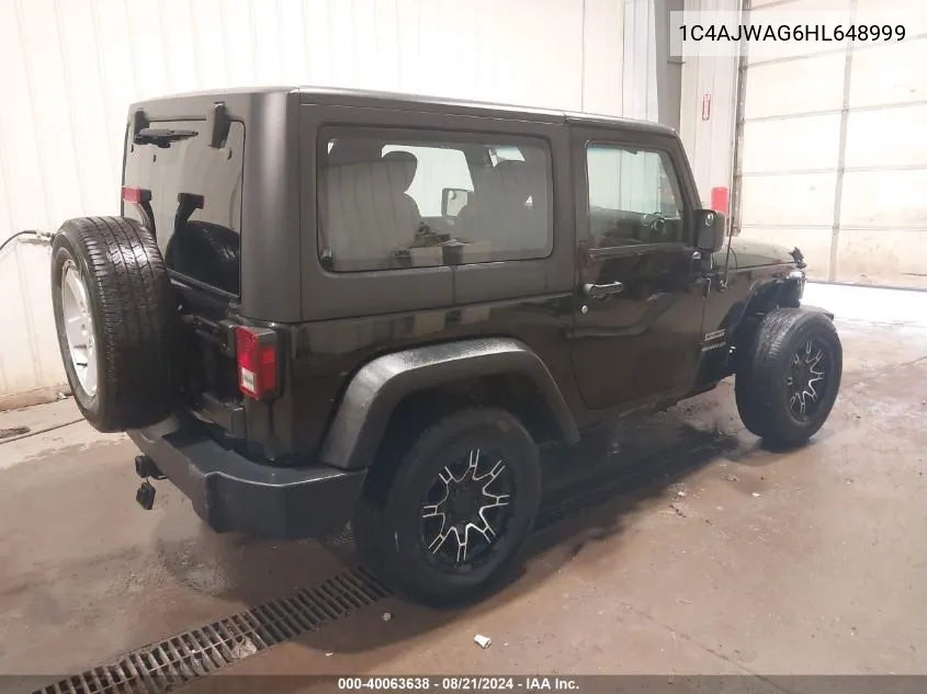 2017 Jeep Wrangler Sport VIN: 1C4AJWAG6HL648999 Lot: 40063638