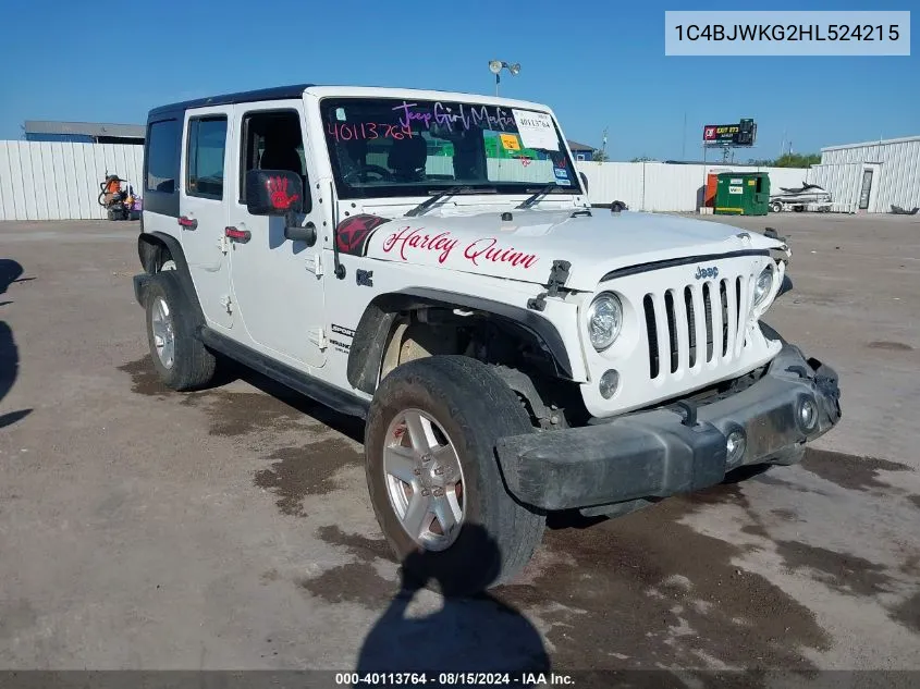 2017 Jeep Wrangler Unlimited Sport Rhd 4X4 VIN: 1C4BJWKG2HL524215 Lot: 40113764