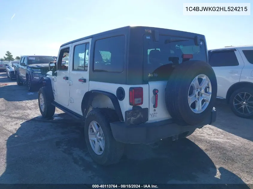 1C4BJWKG2HL524215 2017 Jeep Wrangler Unlimited Sport Rhd 4X4