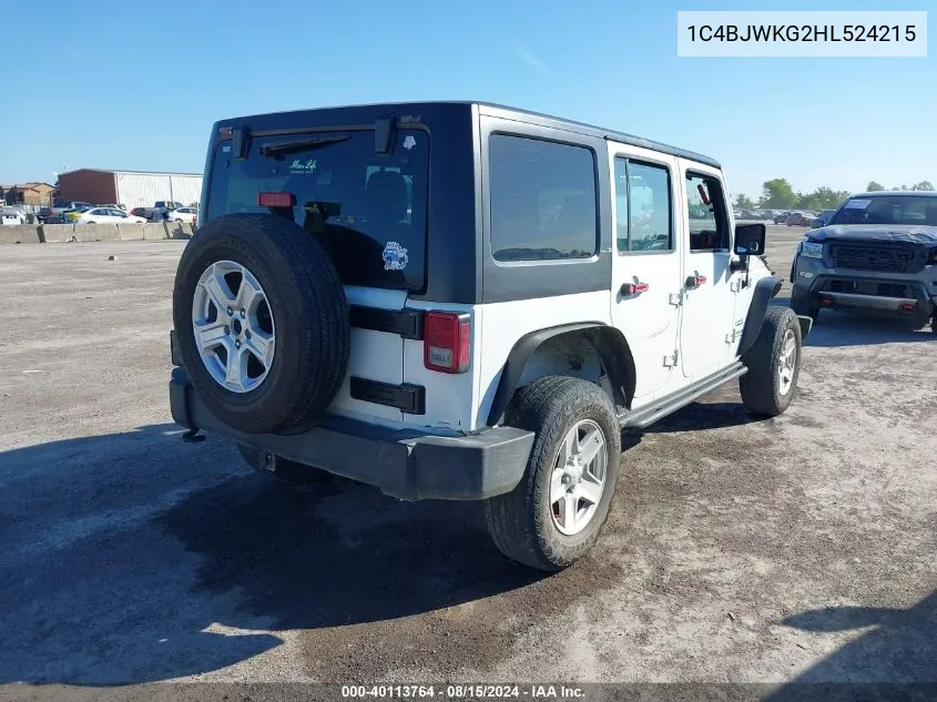 2017 Jeep Wrangler Unlimited Sport Rhd 4X4 VIN: 1C4BJWKG2HL524215 Lot: 40113764