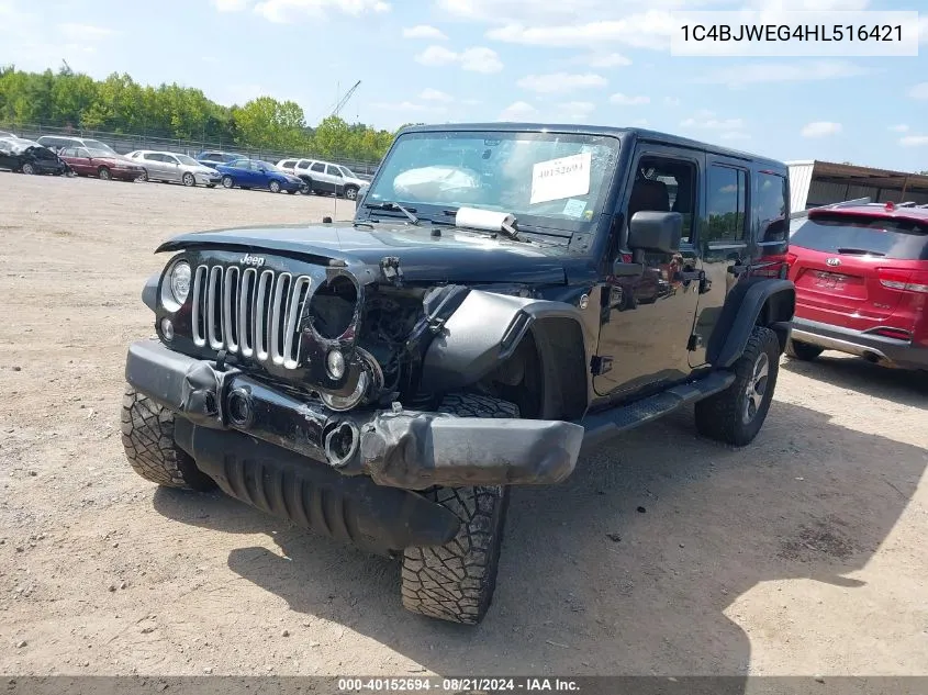 2017 Jeep Wrangler Unlimited Sahara 4X4 VIN: 1C4BJWEG4HL516421 Lot: 40152694