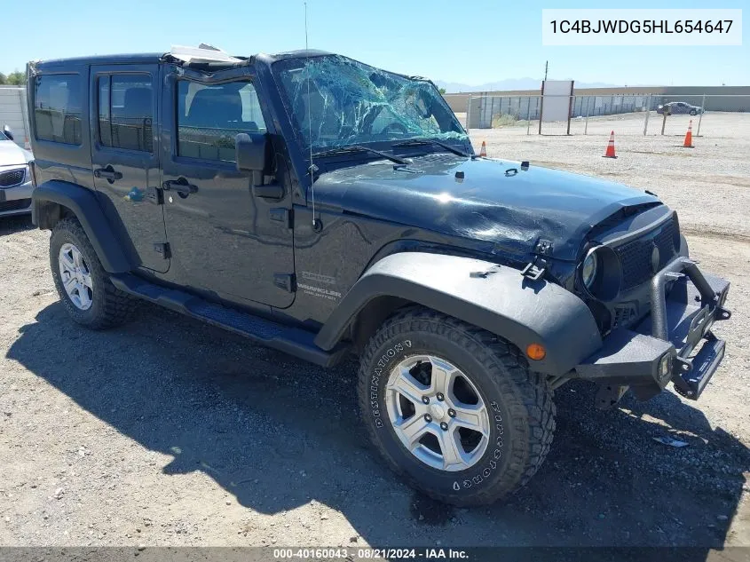 2017 Jeep Wrangler Unlimited Sport 4X4 VIN: 1C4BJWDG5HL654647 Lot: 40160043