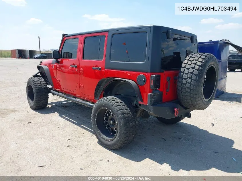 1C4BJWDG0HL703494 2017 Jeep Wrangler Unlimited Sport 4X4