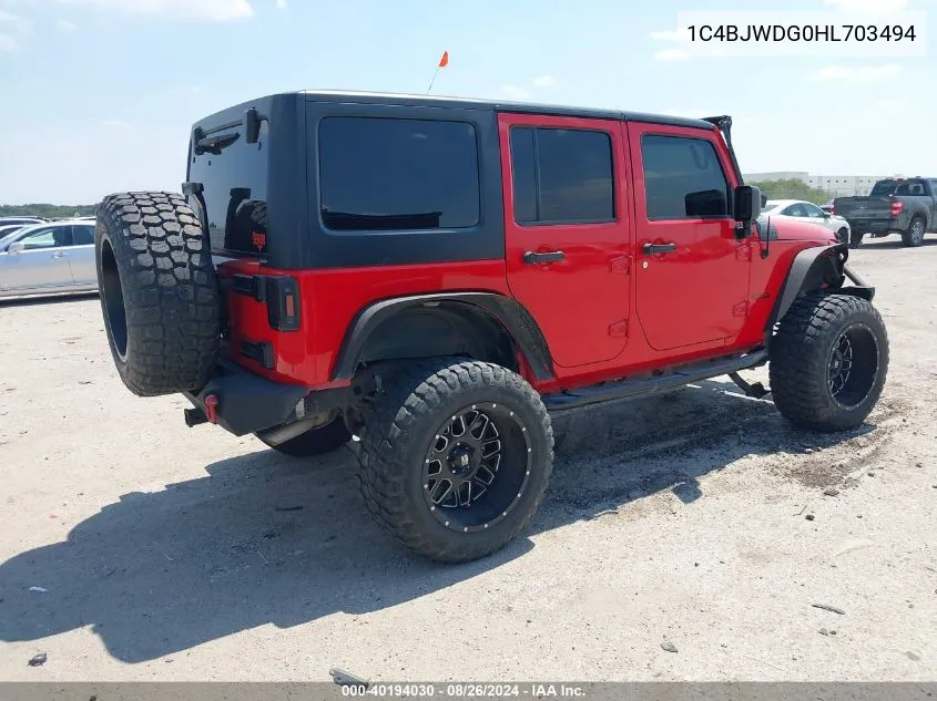 1C4BJWDG0HL703494 2017 Jeep Wrangler Unlimited Sport 4X4