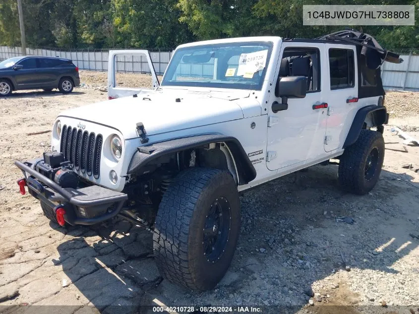 1C4BJWDG7HL738808 2017 Jeep Wrangler Unlimited Sport 4X4