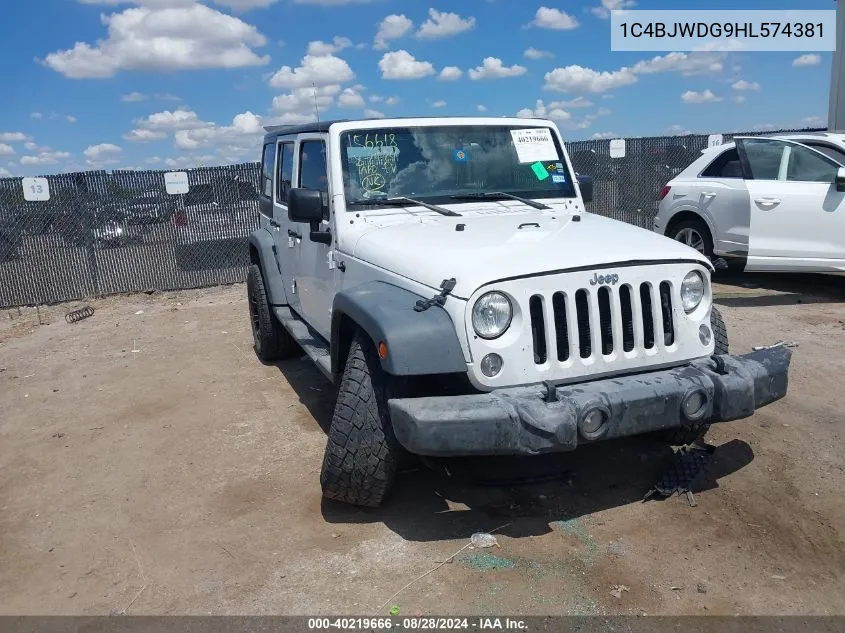 2017 Jeep Wrangler Unlimited Sport 4X4 VIN: 1C4BJWDG9HL574381 Lot: 40219666