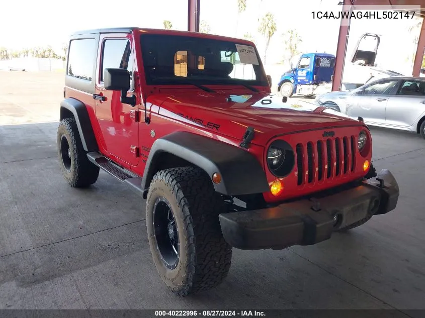 2017 Jeep Wrangler Sport 4X4 VIN: 1C4AJWAG4HL502147 Lot: 40222996