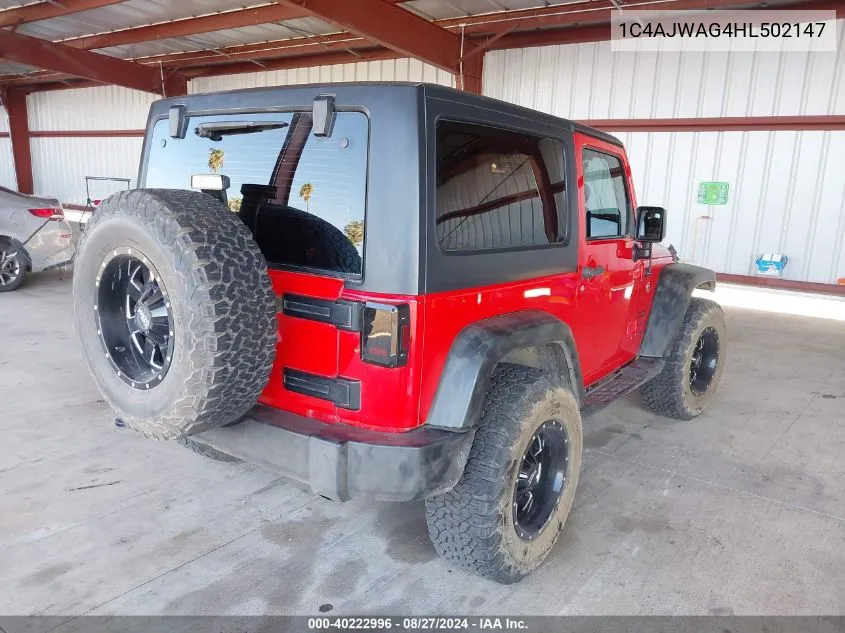 2017 Jeep Wrangler Sport 4X4 VIN: 1C4AJWAG4HL502147 Lot: 40222996