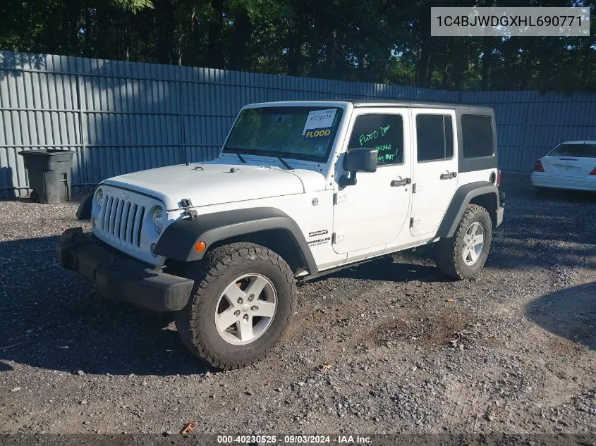 2017 Jeep Wrangler Unlimited Sport 4X4 VIN: 1C4BJWDGXHL690771 Lot: 40230525