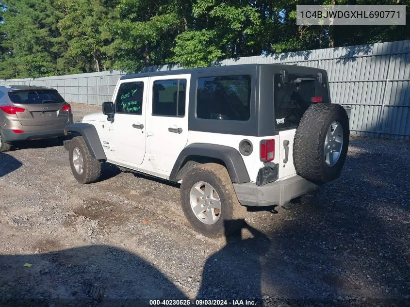 2017 Jeep Wrangler Unlimited Sport 4X4 VIN: 1C4BJWDGXHL690771 Lot: 40230525