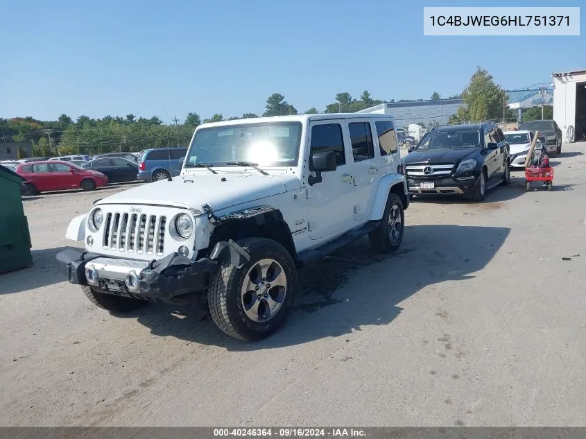 2017 Jeep Wrangler Unlimited Sahara 4X4 VIN: 1C4BJWEG6HL751371 Lot: 40246364