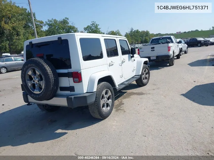 2017 Jeep Wrangler Unlimited Sahara 4X4 VIN: 1C4BJWEG6HL751371 Lot: 40246364