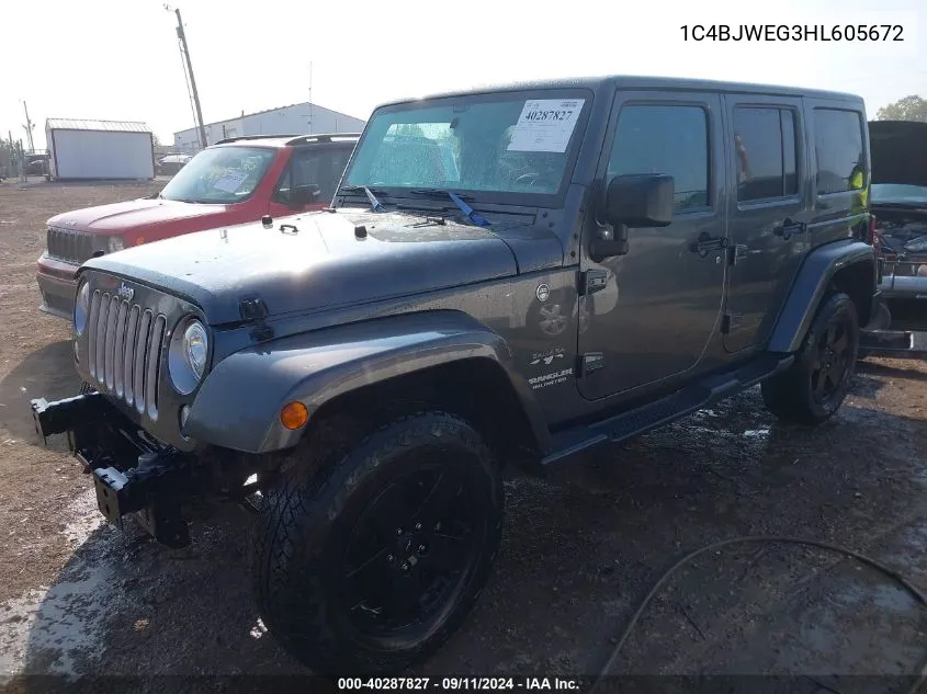 1C4BJWEG3HL605672 2017 Jeep Wrangler Unlimited Sahara 4X4