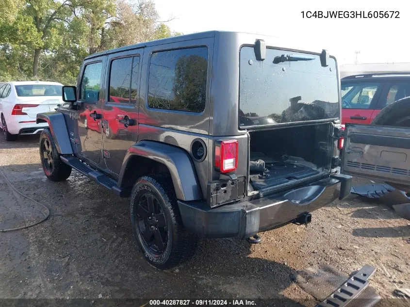 1C4BJWEG3HL605672 2017 Jeep Wrangler Unlimited Sahara 4X4