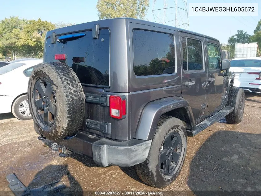 1C4BJWEG3HL605672 2017 Jeep Wrangler Unlimited Sahara 4X4