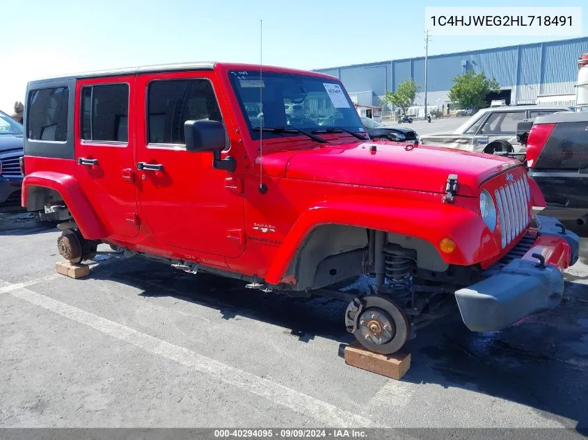 2017 Jeep Wrangler Unlimited Sahara 4X4 VIN: 1C4HJWEG2HL718491 Lot: 40294095