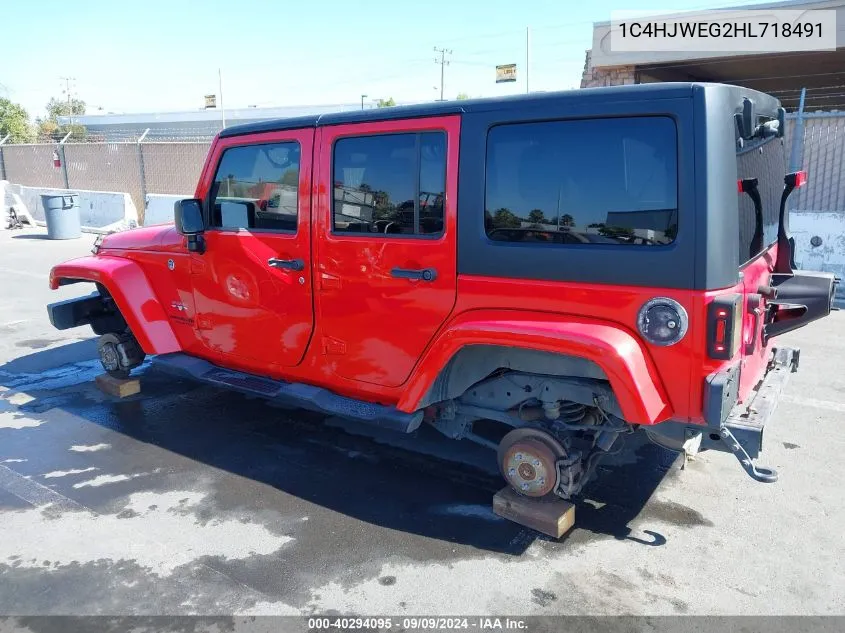 2017 Jeep Wrangler Unlimited Sahara 4X4 VIN: 1C4HJWEG2HL718491 Lot: 40294095