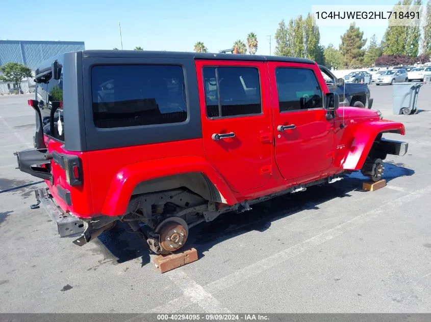 2017 Jeep Wrangler Unlimited Sahara 4X4 VIN: 1C4HJWEG2HL718491 Lot: 40294095