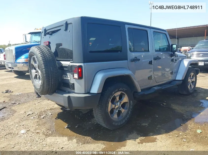 2017 Jeep Wrangler Unlimited Sahara 4X4 VIN: 1C4BJWEG8HL748911 Lot: 40303199