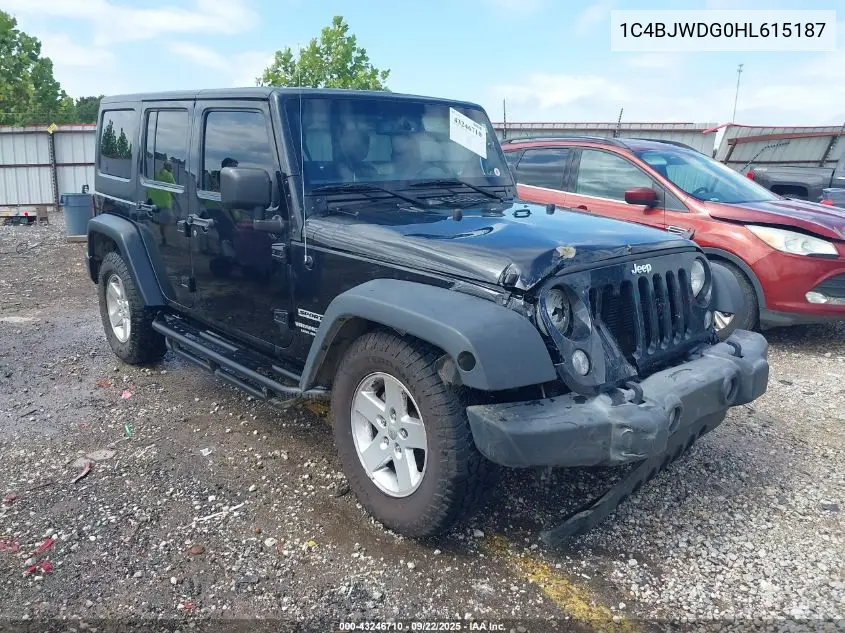 1C4BJWDG0HL615187 2017 Jeep Wrangler Unlimited Sport 4X4