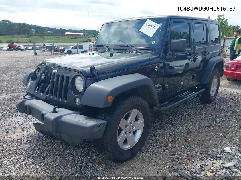 1C4BJWDG0HL615187 2017 Jeep Wrangler Unlimited Sport 4X4