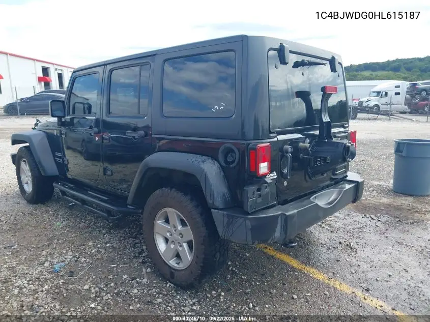 1C4BJWDG0HL615187 2017 Jeep Wrangler Unlimited Sport 4X4