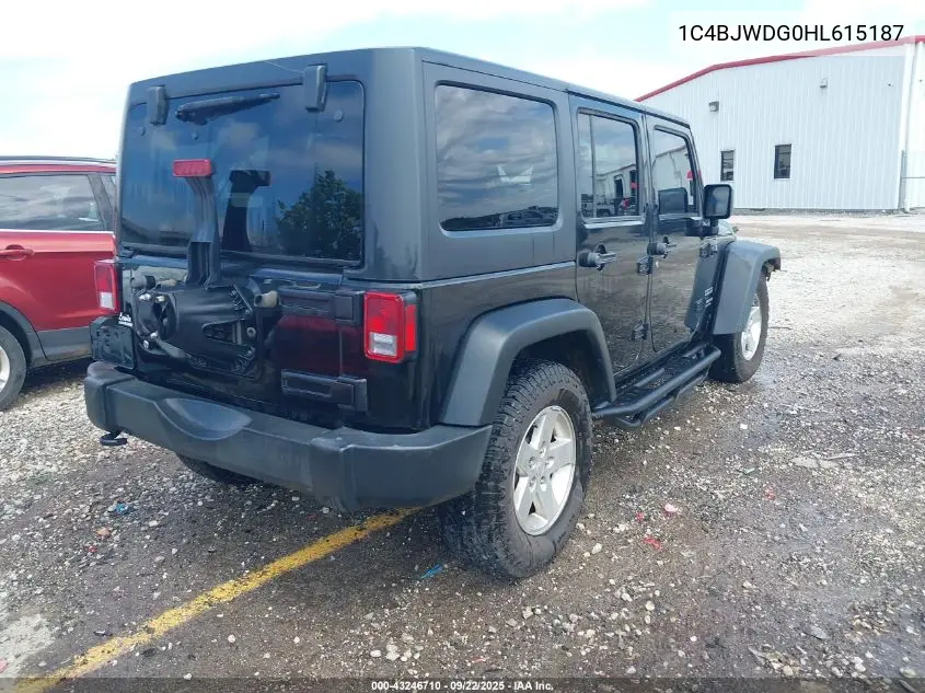 1C4BJWDG0HL615187 2017 Jeep Wrangler Unlimited Sport 4X4