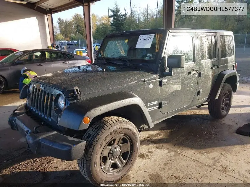 1C4BJWDG0HL577377 2017 Jeep Wrangler Unlimited Sport 4X4