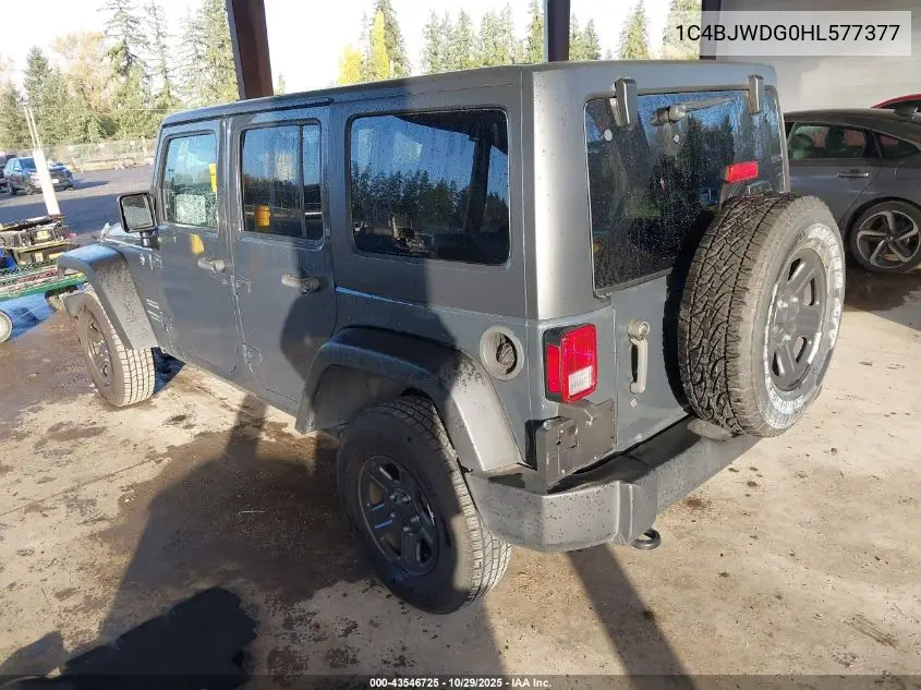 1C4BJWDG0HL577377 2017 Jeep Wrangler Unlimited Sport 4X4