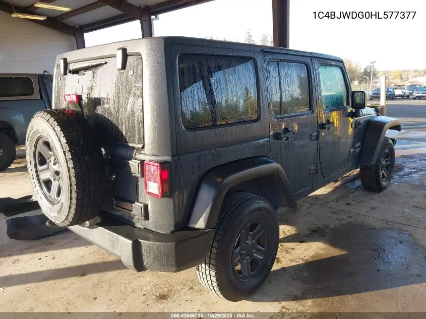 1C4BJWDG0HL577377 2017 Jeep Wrangler Unlimited Sport 4X4
