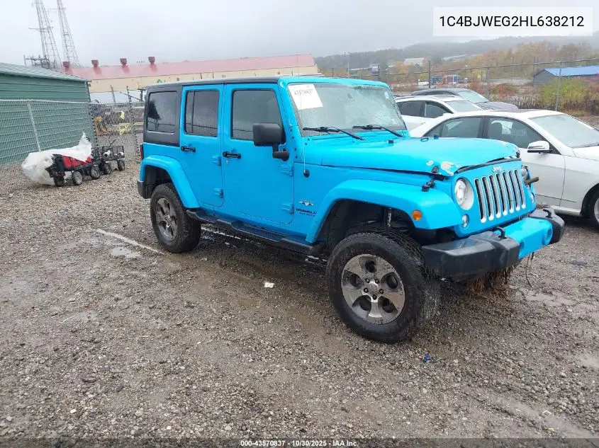 1C4BJWEG2HL638212 2017 Jeep Wrangler Unlimited Sahara 4X4