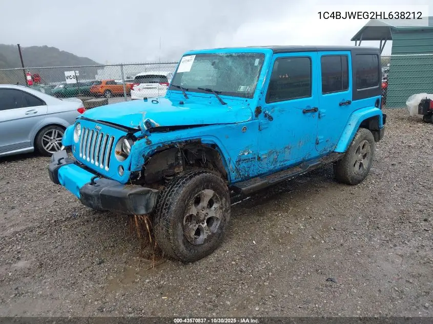 1C4BJWEG2HL638212 2017 Jeep Wrangler Unlimited Sahara 4X4