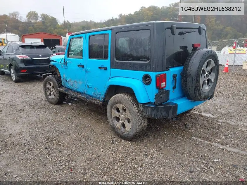 1C4BJWEG2HL638212 2017 Jeep Wrangler Unlimited Sahara 4X4