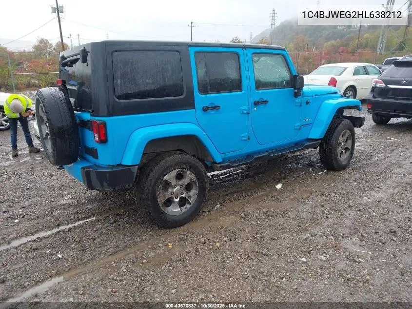 1C4BJWEG2HL638212 2017 Jeep Wrangler Unlimited Sahara 4X4